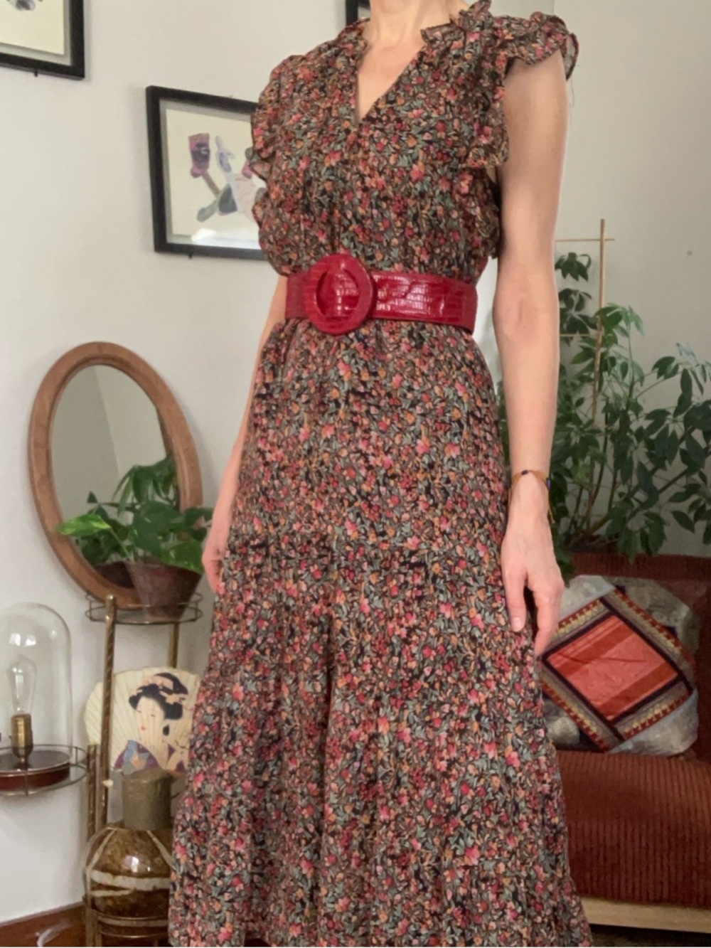 Floral Tiered Maxi Skirt in Multi-Color